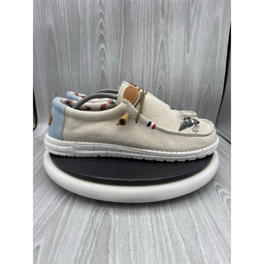 Hey Dude Wally Americana Eagle Flag Mens Size 13 Casual Slip On Canvas Shoes